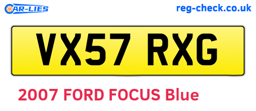 VX57RXG are the vehicle registration plates.