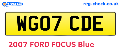 WG07CDE are the vehicle registration plates.