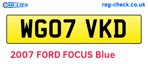WG07VKD are the vehicle registration plates.