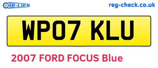 WP07KLU are the vehicle registration plates.