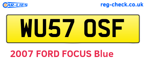 WU57OSF are the vehicle registration plates.
