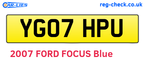 YG07HPU are the vehicle registration plates.