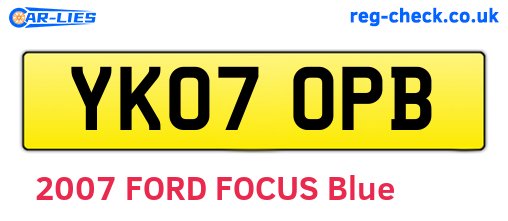 YK07OPB are the vehicle registration plates.