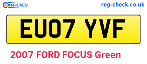 EU07YVF are the vehicle registration plates.