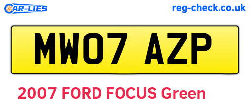 MW07AZP are the vehicle registration plates.