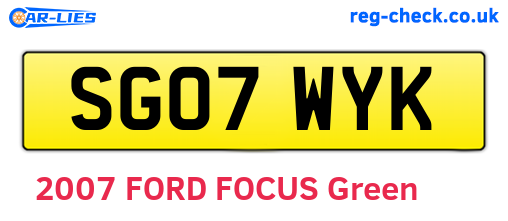 SG07WYK are the vehicle registration plates.