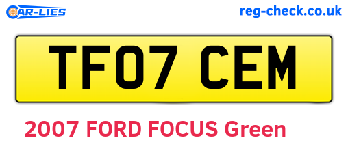 TF07CEM are the vehicle registration plates.