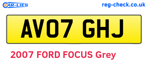 AV07GHJ are the vehicle registration plates.