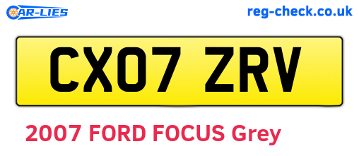 CX07ZRV are the vehicle registration plates.
