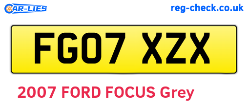 FG07XZX are the vehicle registration plates.