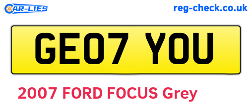 GE07YOU are the vehicle registration plates.