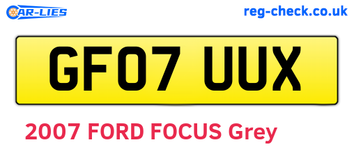 GF07UUX are the vehicle registration plates.