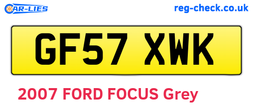 GF57XWK are the vehicle registration plates.