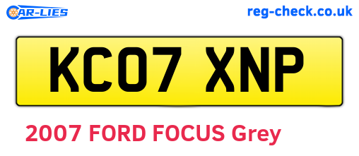 KC07XNP are the vehicle registration plates.