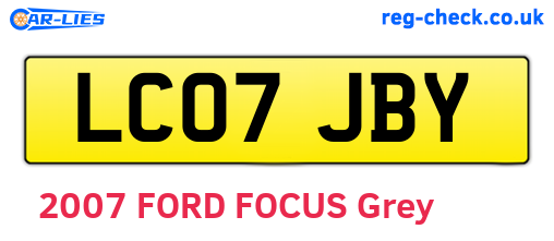 LC07JBY are the vehicle registration plates.