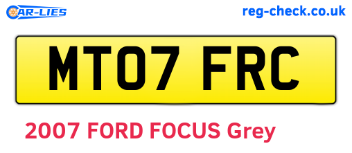 MT07FRC are the vehicle registration plates.