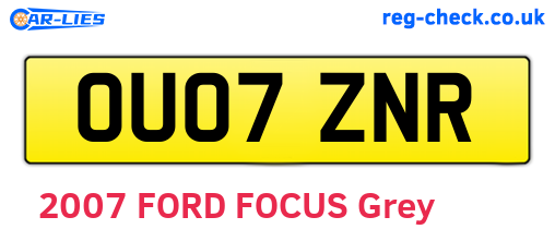 OU07ZNR are the vehicle registration plates.