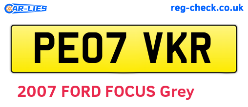 PE07VKR are the vehicle registration plates.
