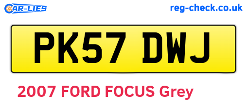 PK57DWJ are the vehicle registration plates.