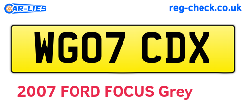 WG07CDX are the vehicle registration plates.