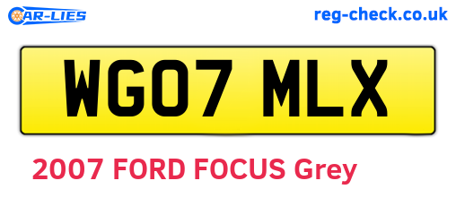 WG07MLX are the vehicle registration plates.