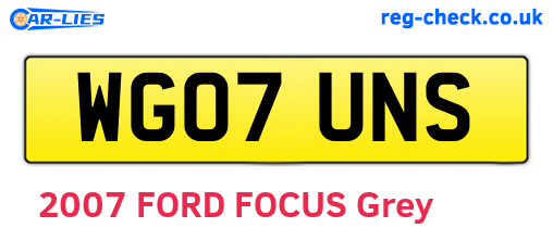 WG07UNS are the vehicle registration plates.