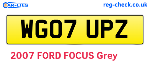 WG07UPZ are the vehicle registration plates.