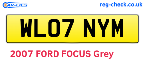 WL07NYM are the vehicle registration plates.