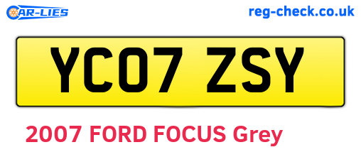 YC07ZSY are the vehicle registration plates.