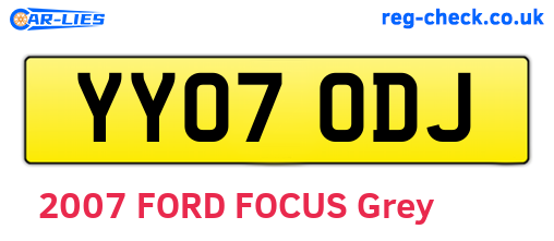 YY07ODJ are the vehicle registration plates.