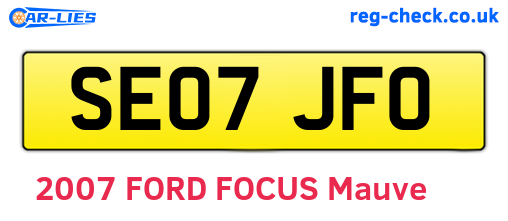 SE07JFO are the vehicle registration plates.