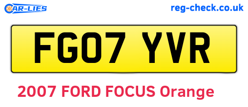 FG07YVR are the vehicle registration plates.