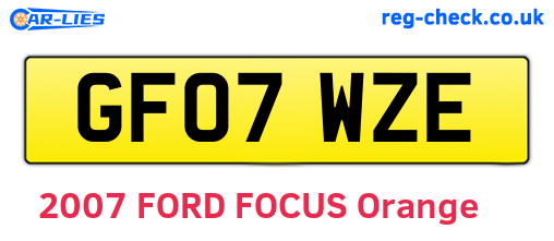 GF07WZE are the vehicle registration plates.