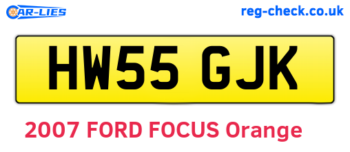 HW55GJK are the vehicle registration plates.