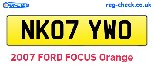 NK07YWO are the vehicle registration plates.