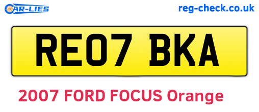 RE07BKA are the vehicle registration plates.