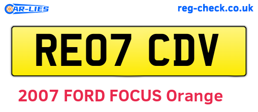 RE07CDV are the vehicle registration plates.