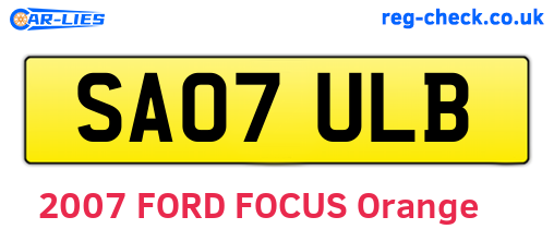 SA07ULB are the vehicle registration plates.