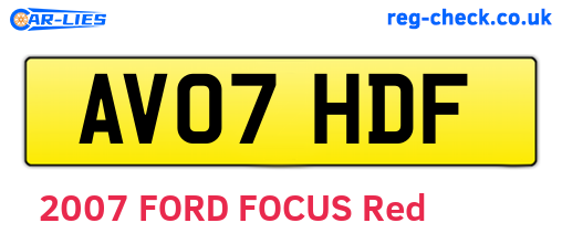 AV07HDF are the vehicle registration plates.