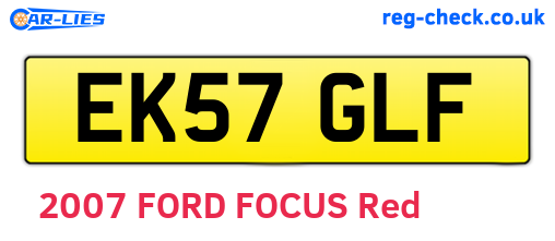 EK57GLF are the vehicle registration plates.