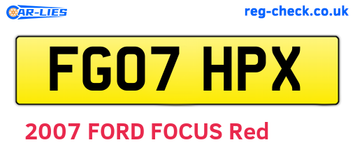 FG07HPX are the vehicle registration plates.