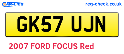 GK57UJN are the vehicle registration plates.