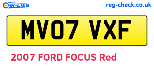 MV07VXF are the vehicle registration plates.