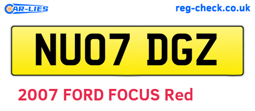 NU07DGZ are the vehicle registration plates.