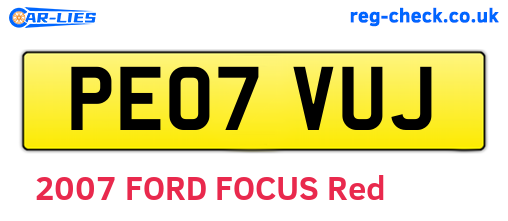 PE07VUJ are the vehicle registration plates.
