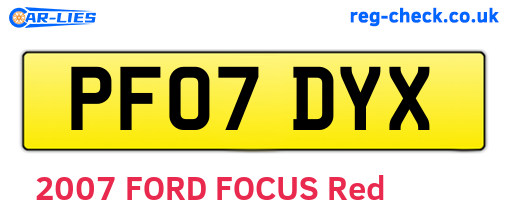 PF07DYX are the vehicle registration plates.