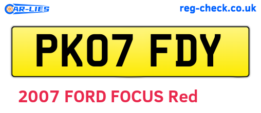 PK07FDY are the vehicle registration plates.