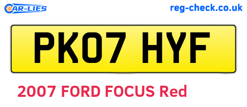 PK07HYF are the vehicle registration plates.