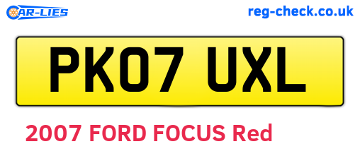 PK07UXL are the vehicle registration plates.