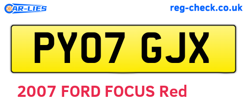 PY07GJX are the vehicle registration plates.
